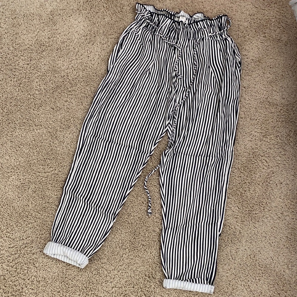 Billabong Black/White Striped straight leg pants